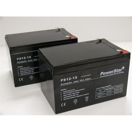 Batteryjack PowerStar PS12-15-2Pack-11 Batteries For Pride Mobility Go Go Scooter - 12V; 15Ah PS12-15-2Pack-11